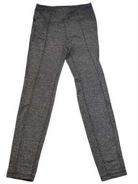 Athleta Metro Criss Cross Leggings Small Gray Black Jacquard High Rise